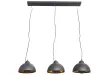 Barre de 3 lampes suspendues 20 cm hémisphéres coloris noir et doré