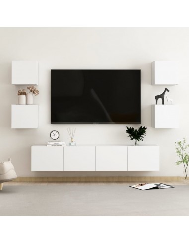 Ensemble de meubles TV 6 pcs Blanc Aggloméré