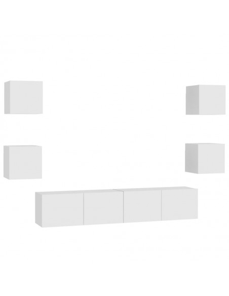 Ensemble de meubles TV 6 pcs Blanc Aggloméré