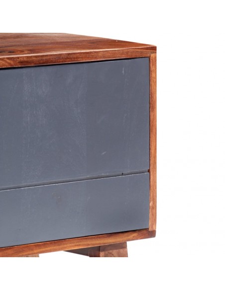 Meuble TV gris 140x30x45 cm bois solide