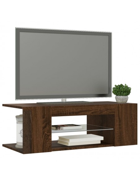 Meuble TV avec lumières LED Chêne marron 90x39x30 cm