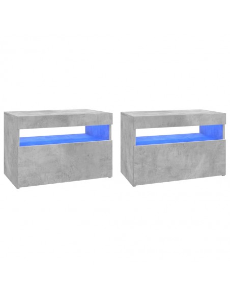 Meubles TV avec lumières LED 2 pcs gris béton 60x35x40 cm