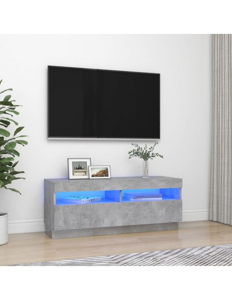 Meuble TV avec lumières LED gris béton 100x35x40 cm