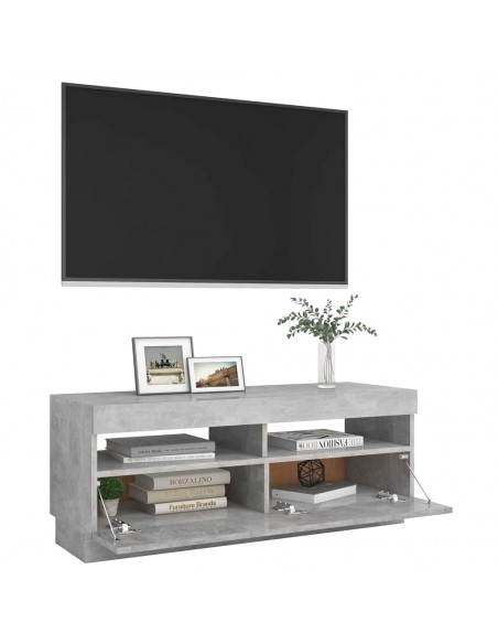 Meuble TV avec lumières LED gris béton 100x35x40 cm