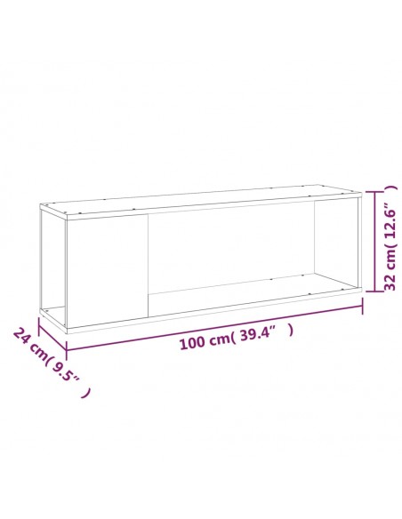 Meuble TV Gris béton 100x24x32 cm Aggloméré