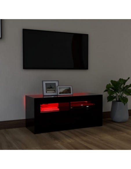 Meuble TV avec lumières LED noir 90x35x40 cm