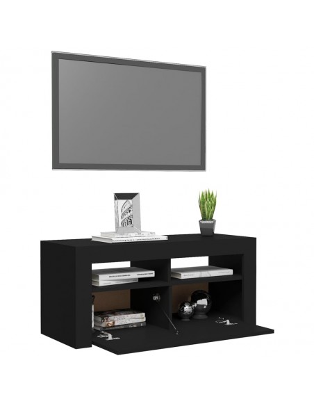 Meuble TV avec lumières LED noir 90x35x40 cm