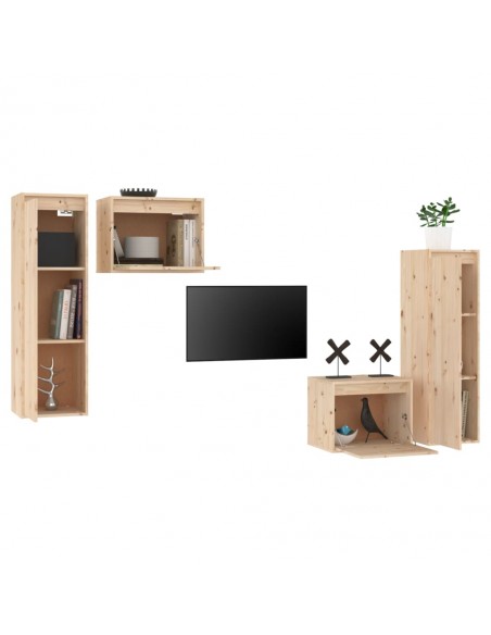 Meubles TV 4 pcs Bois massif de pin