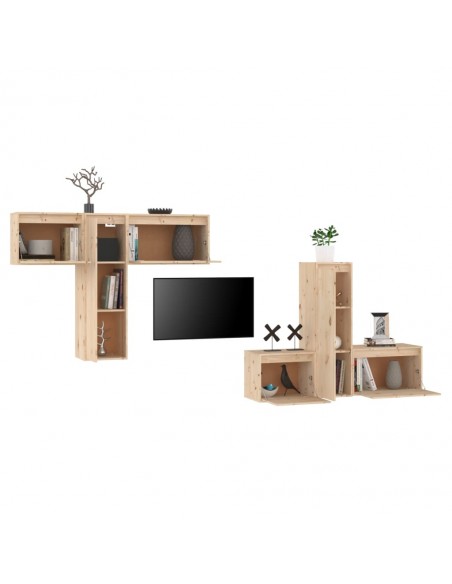 Meubles TV 6 pcs Bois massif de pin