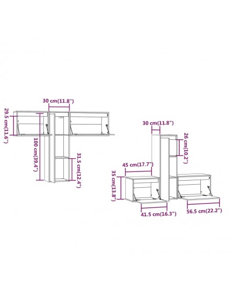 Meubles TV 6 pcs Bois massif de pin