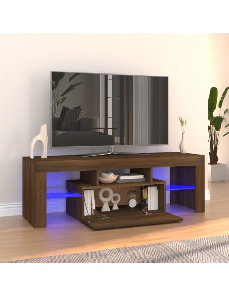 Meuble TV avec lumières LED chêne marron 120x35x40 cm