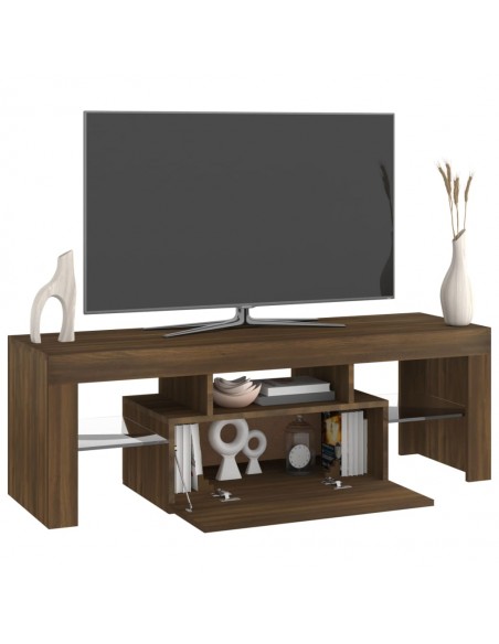 Meuble TV avec lumières LED chêne marron 120x35x40 cm