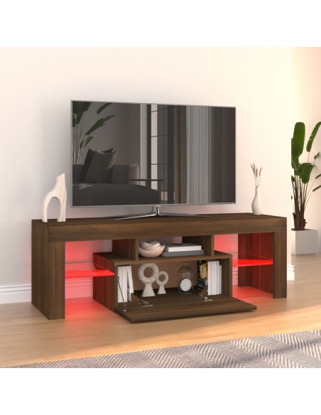 Meuble TV avec lumières LED chêne marron 120x35x40 cm