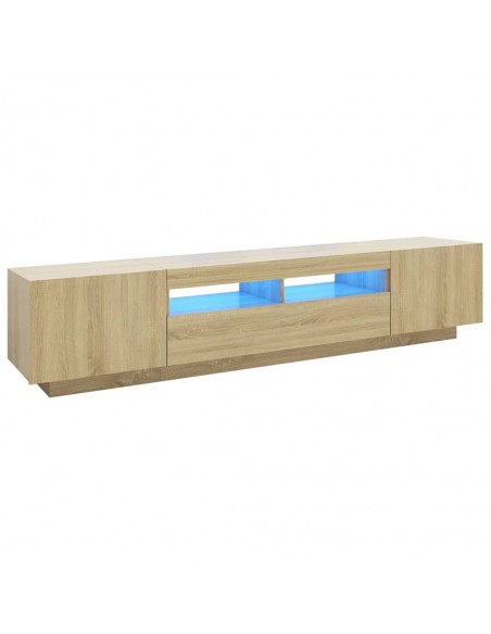 Meuble TV avec lumières LED Chêne sonoma 200x35x40 cm