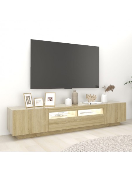 Meuble TV avec lumières LED Chêne sonoma 200x35x40 cm