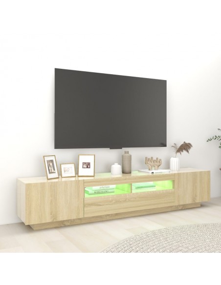 Meuble TV avec lumières LED Chêne sonoma 200x35x40 cm