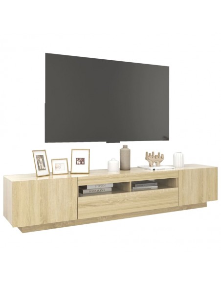 Meuble TV avec lumières LED Chêne sonoma 200x35x40 cm