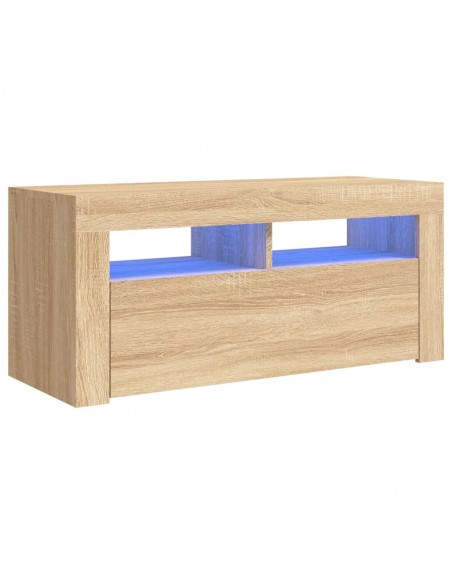 Meuble TV avec lumières LED chêne sonoma 90x35x40 cm