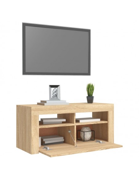 Meuble TV avec lumières LED chêne sonoma 90x35x40 cm