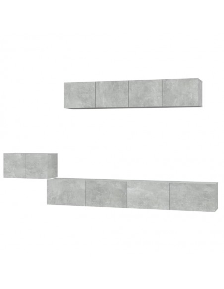 Ensemble de meubles TV 5 pcs Gris béton Bois d'ingénierie