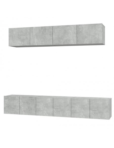 Ensemble de meubles TV 5 pcs Gris béton Bois d'ingénierie