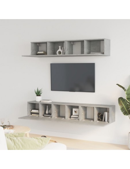 Ensemble de meubles TV 5 pcs Gris béton Bois d'ingénierie