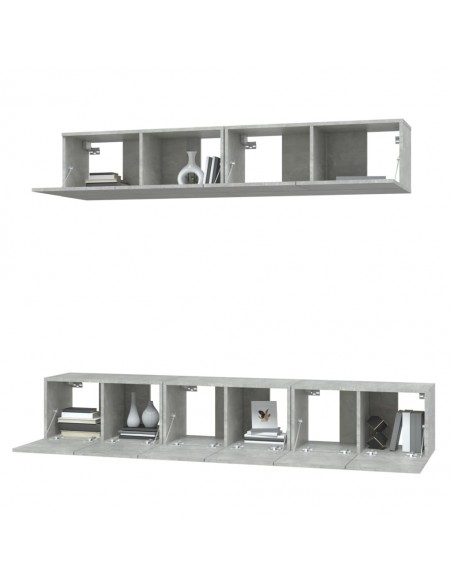 Ensemble de meubles TV 5 pcs Gris béton Bois d'ingénierie