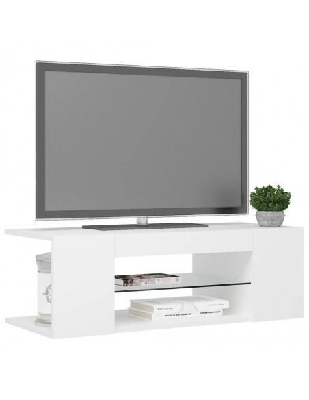 Meuble TV avec lumières LED Blanc 90x39x30 cm