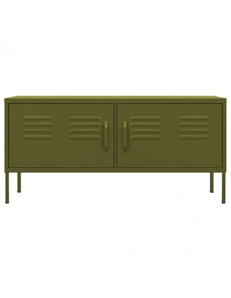 Meuble TV Vert olive 105x35x50 cm Acier