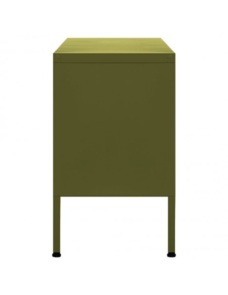 Meuble TV Vert olive 105x35x50 cm Acier