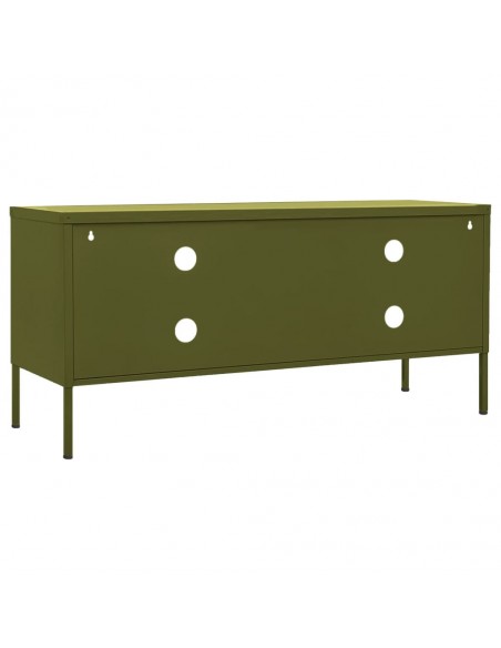 Meuble TV Vert olive 105x35x50 cm Acier