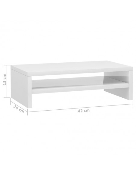 Support de moniteur Blanc brillant 42 x 24 x 13 cm Aggloméré