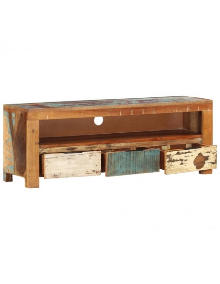 Meuble TV 110x30x40 cm Bois de récupération massif