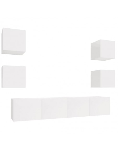 Ensemble de meubles TV 6 pcs Blanc brillant Bois d'ingénierie