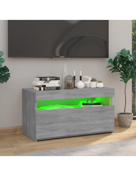 Meuble TV avec lumières LED Sonoma gris 75x35x40 cm