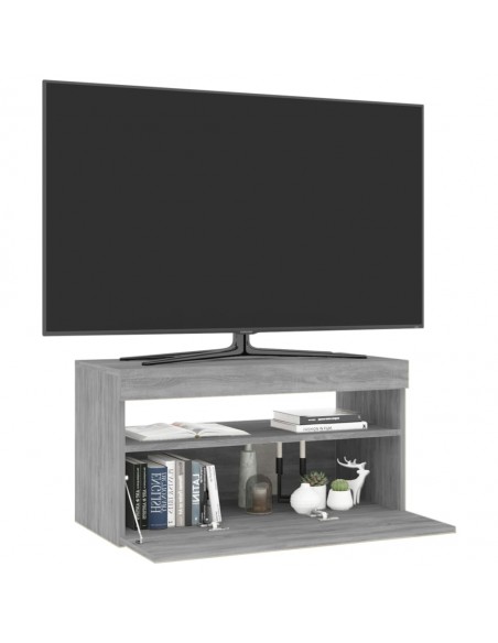 Meuble TV avec lumières LED Sonoma gris 75x35x40 cm