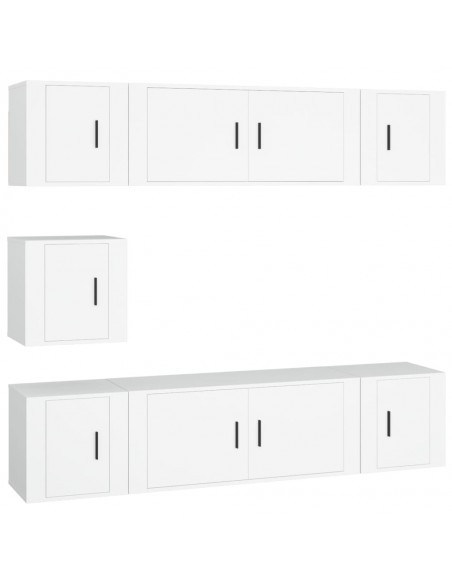 Ensemble de meubles TV 7 pcs Blanc Bois d'ingénierie