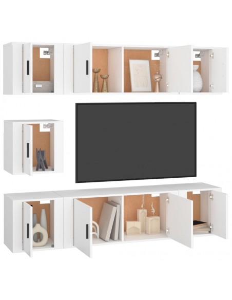 Ensemble de meubles TV 7 pcs Blanc Bois d'ingénierie