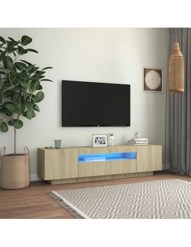 Meuble TV avec lumières LED Chêne sonoma 160x35x40 cm