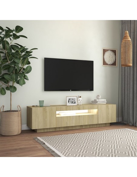 Meuble TV avec lumières LED Chêne sonoma 160x35x40 cm