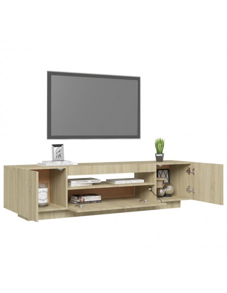 Meuble TV avec lumières LED Chêne sonoma 160x35x40 cm