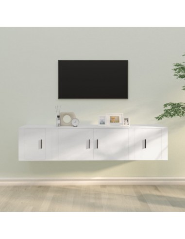 Ensemble de meubles TV 3 pcs Blanc Bois d'ingénierie