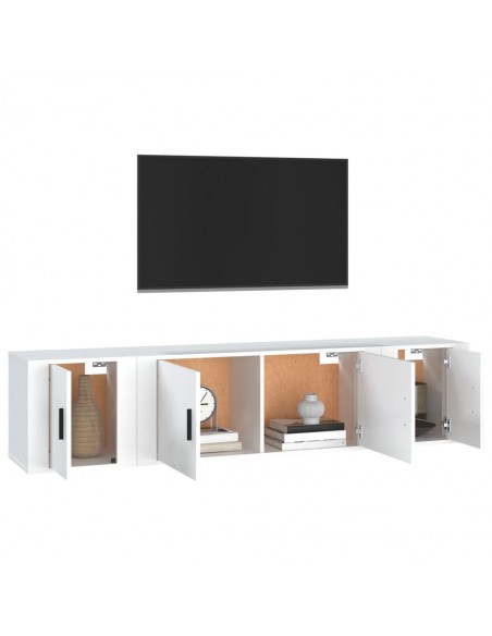 Ensemble de meubles TV 3 pcs Blanc Bois d'ingénierie