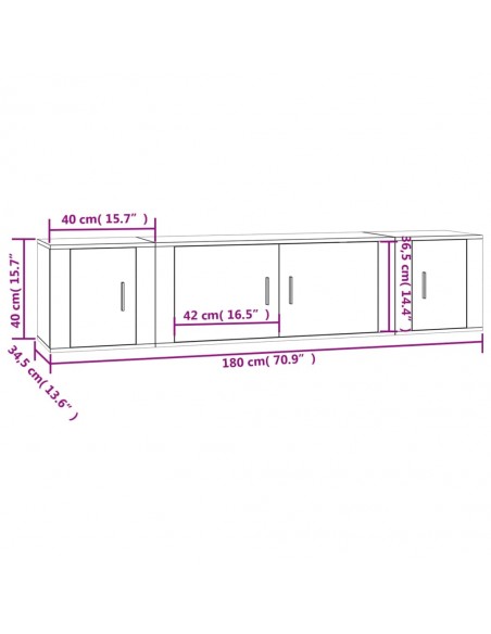 Ensemble de meubles TV 3 pcs Blanc Bois d'ingénierie