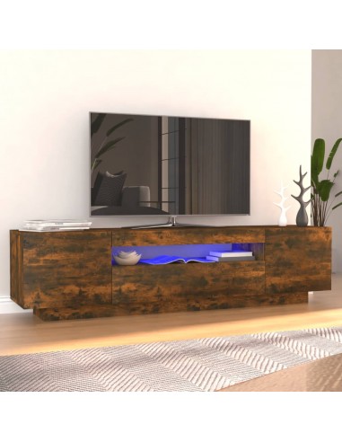 Meuble TV avec lumières LED Chêne fumé 160x35x40 cm