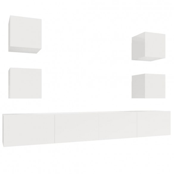 Ensemble de meubles TV 6 pcs Blanc brillant Bois d'ingénierie