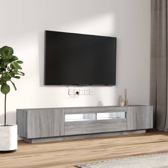 Ensemble de meubles TV avec lumières LED 2 pcs Sonoma gris