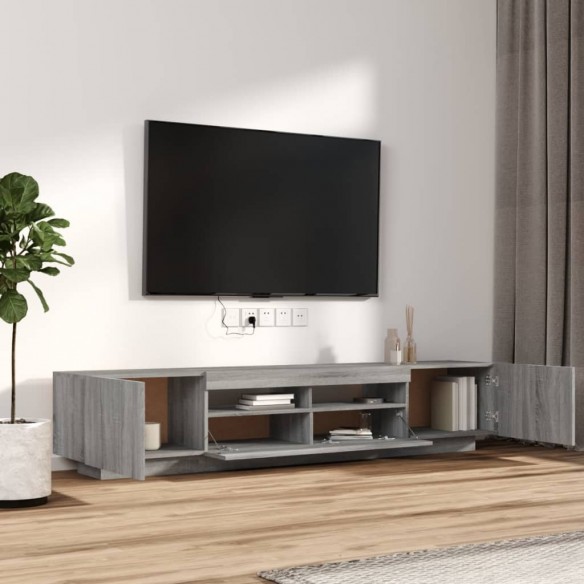 Ensemble de meubles TV avec lumières LED 2 pcs Sonoma gris