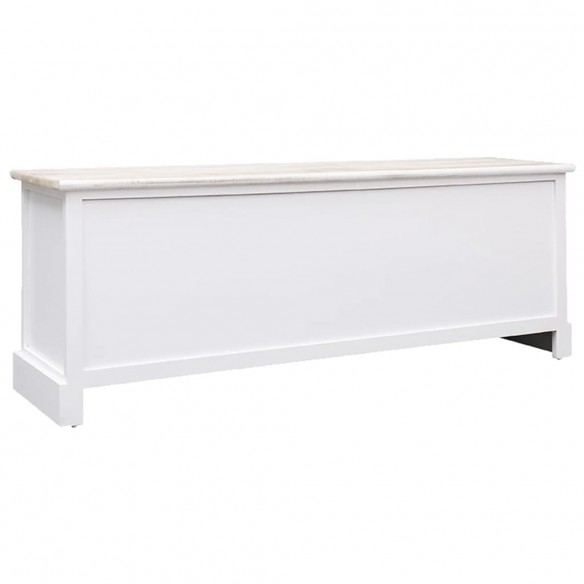 Meuble TV Blanc/marron clair 108x30x40 cm Bois massif Paulownia