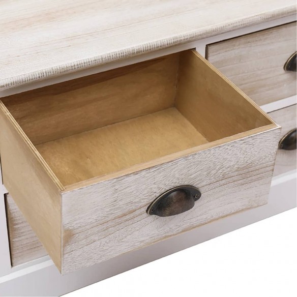 Meuble TV Blanc/marron clair 108x30x40 cm Bois massif Paulownia